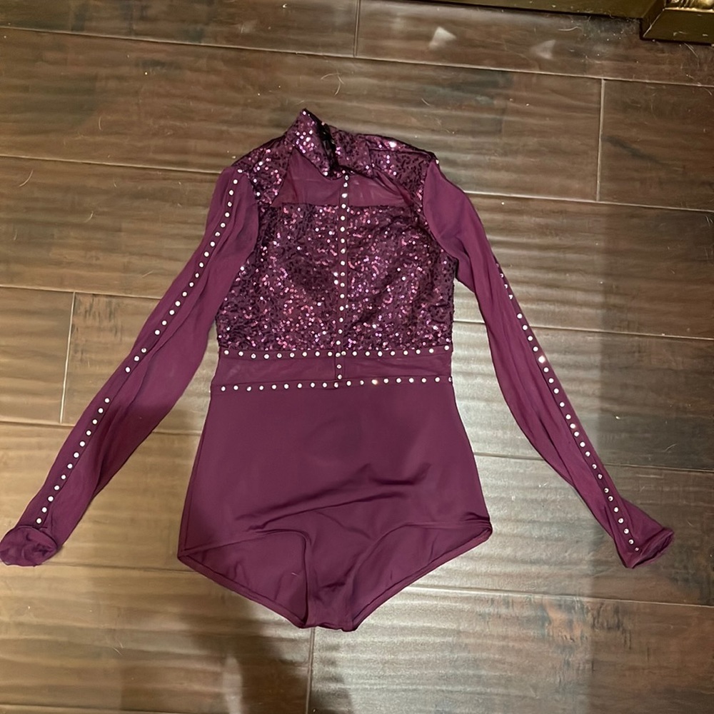Purple leotard sequin and rhinestones. Small adult